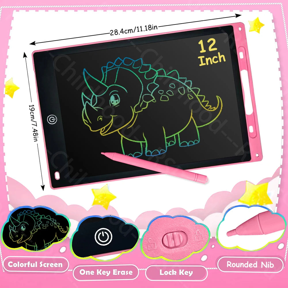 Ardoise LCD RSP 6,5" à 12" – Tablette Dessin & Écriture Enfants, Effaçable, Certifiée CE – CLEVI Paris