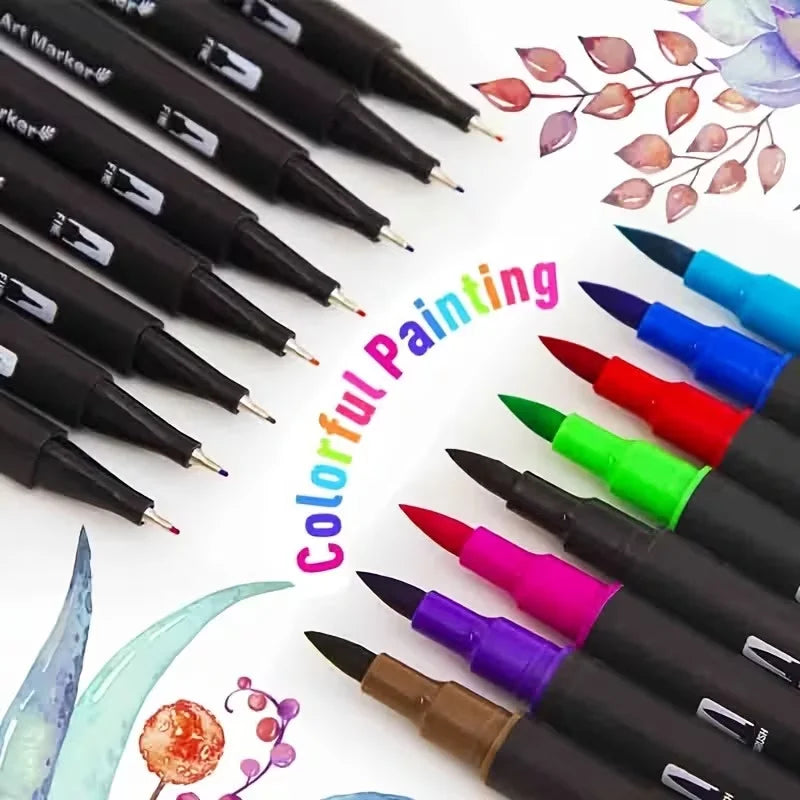 Marqueurs Aquarelle Double Pointe – Set 24 ou 36 Couleurs, Dessin & Loisirs Créatifs – CLEVI Paris