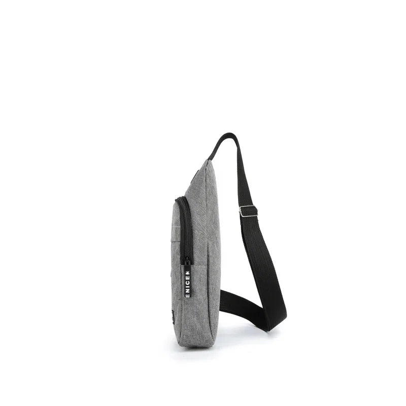 Sac Bandoulière Crossbody Homme — Chest Bag Tendance, Fermeture Éclair, Bleu Gris Noir | CLEVI Paris