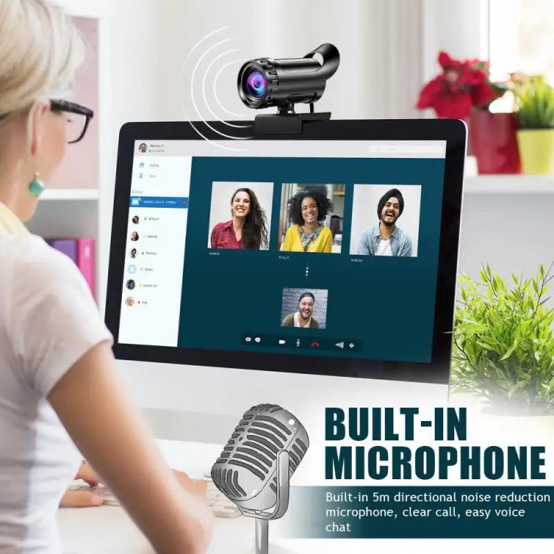 Webcam USB 4K Autofocus – Micro Intégré, Trépied Inclus, Plug & Play, Streaming & Conférence