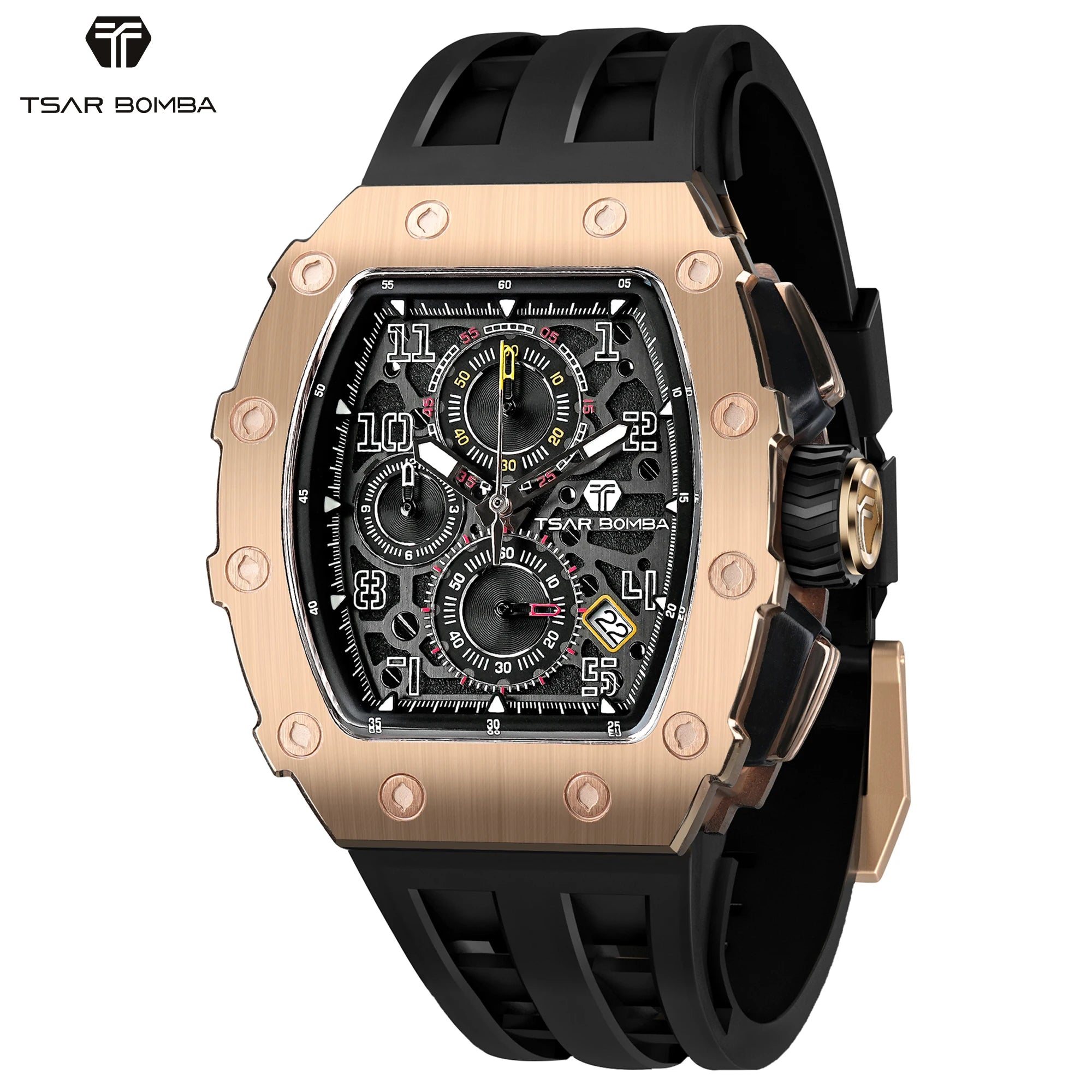 Montre Homme Quartz Chronographe Tonneau Tsar Bomba TB8204Q – CLEVI Paris