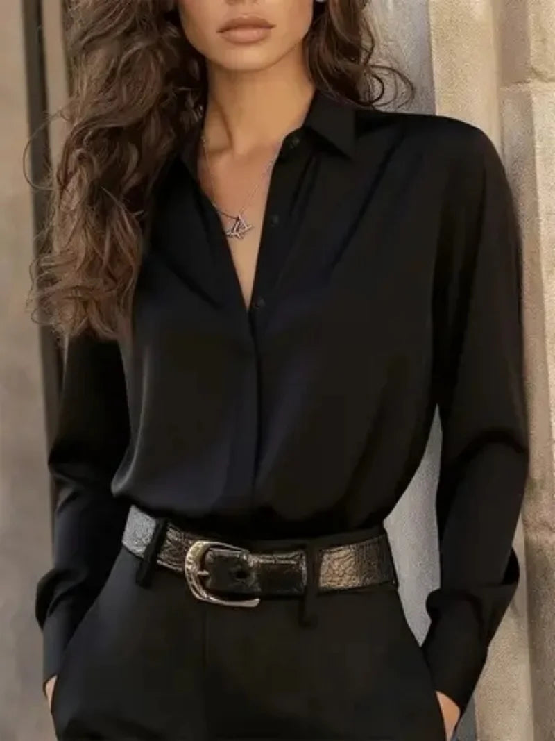 Chemisier boutonné manches longues femme – CLEVI Paris