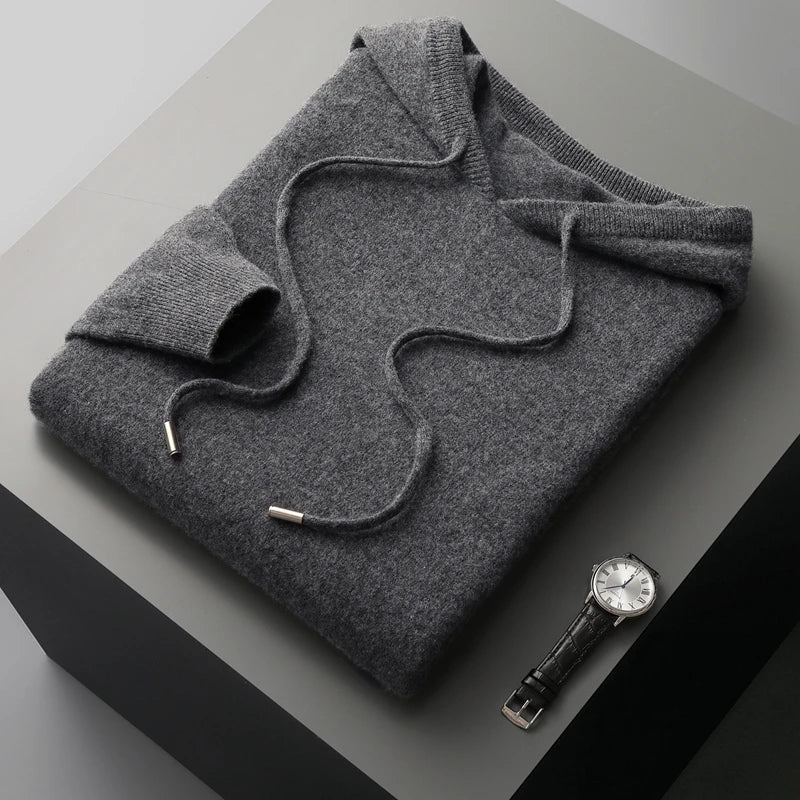 Hoodie Homme 100% Laine Mérinos MVLYFLRT – Col Capuche Tricot Manches Longues – 7 Coloris, S à XXL – CLEVI Paris
