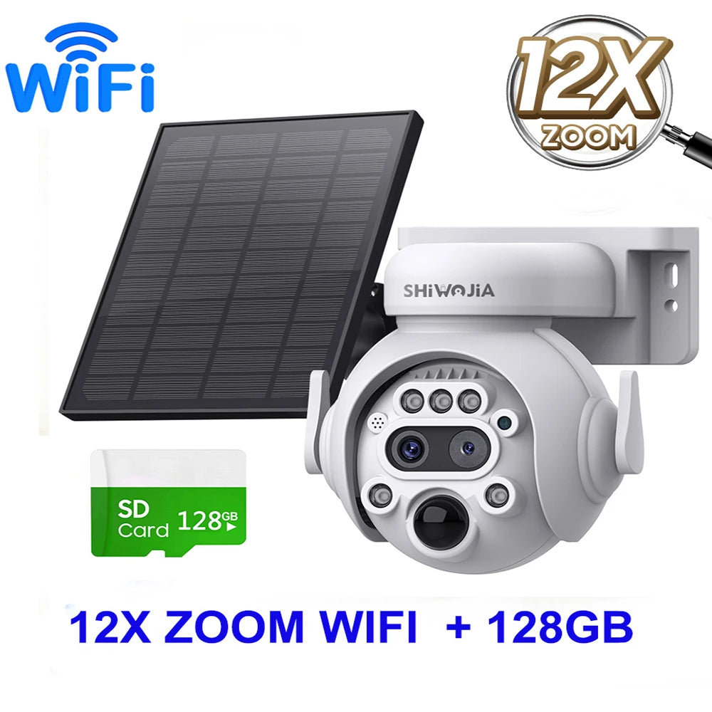 Caméra Solaire Extérieure 8MP 4K Double Objectif Zoom 12x 4G Wi-Fi PIR IP65 – CLEVI Paris