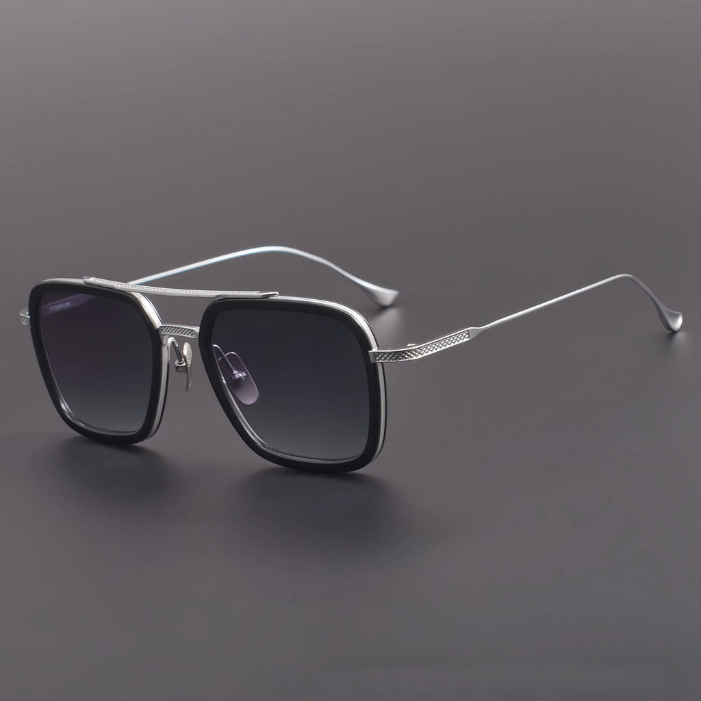Lunettes de Soleil Carrées Titane Double Pont Luxe UV400 Unisexe – CLEVI Paris