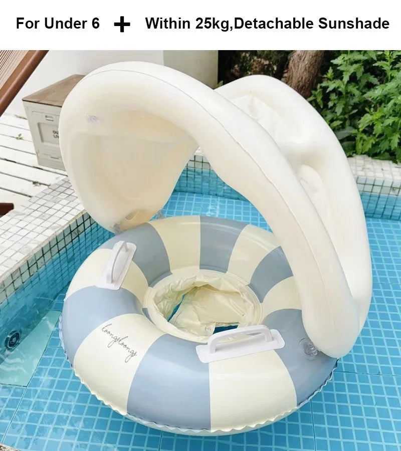 Bouée Siège Gonflable Piscine – Anneau Flottant Rayures Rétro, Plage & Fêtes – CLEVI Paris
