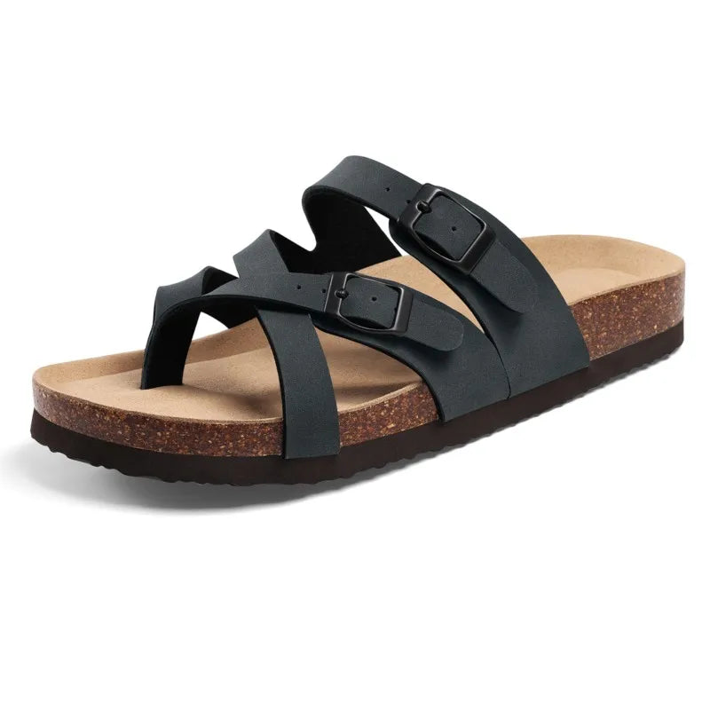 Sandales Femme Semelle Liège Soutien Plantaire Boucle Ajustable – CLEVI Paris