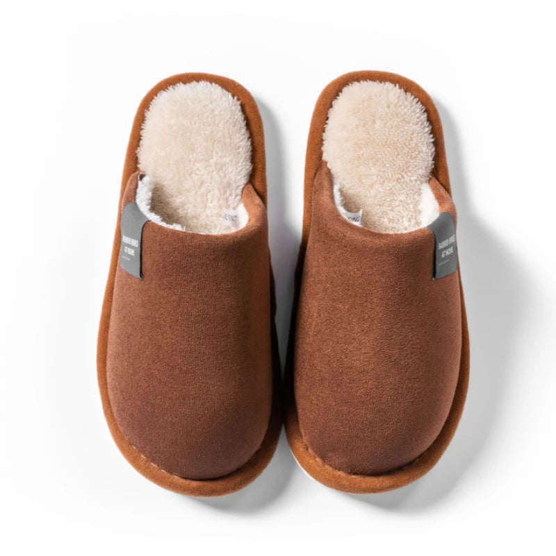 Chaussons d'Hiver Homme Antidérapants – Semelle EVA, Doublure Peluche & Confort Plat