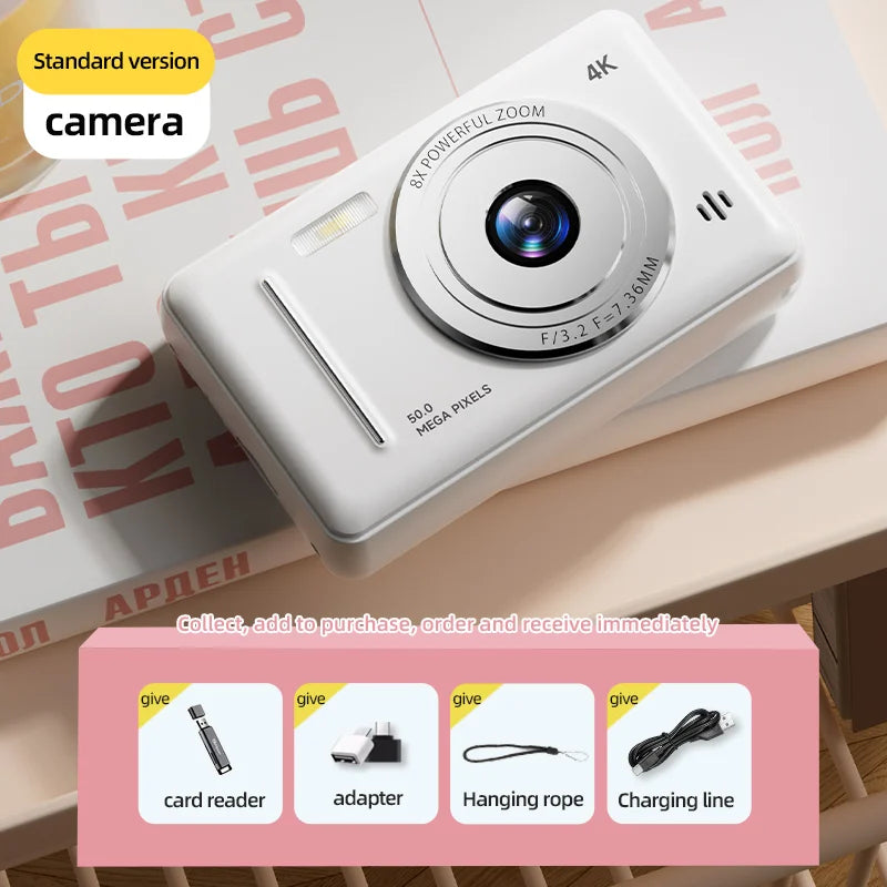 Appareil Photo Numérique 4K Rétro CCD – 50 MP, Double Flash & Autofocus – CLEVI Paris