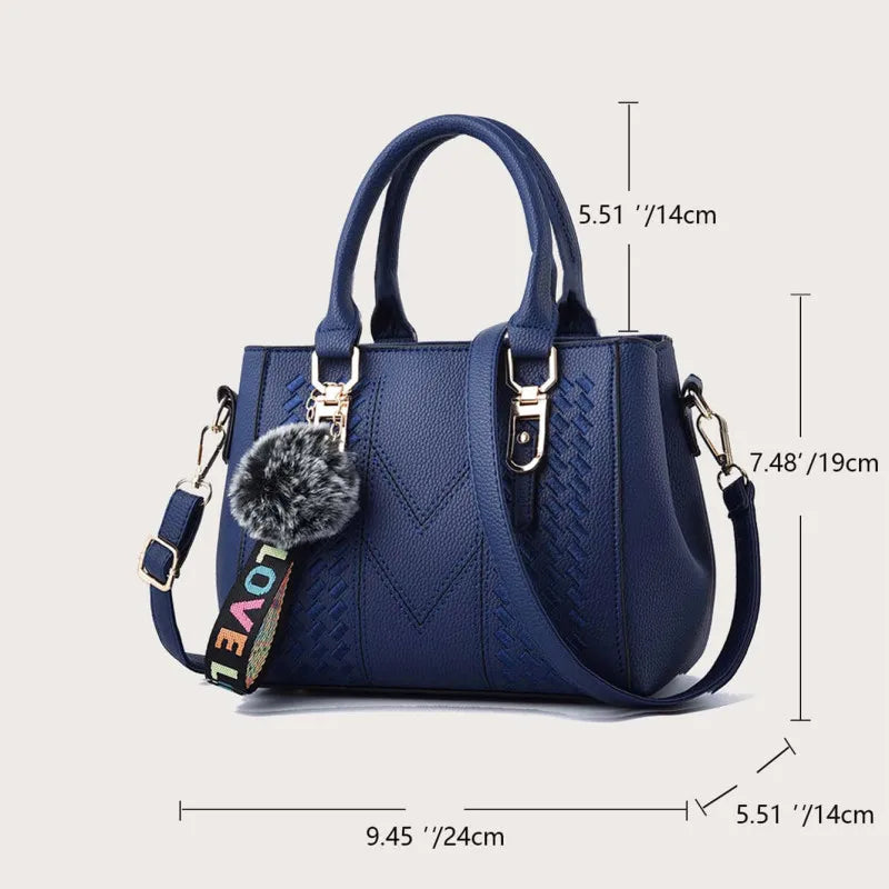 Sac à Main Femme Cuir PU Brodé & Pompon — Bandoulière, Fermeture Éclair, 12 Coloris | CLEVI Paris