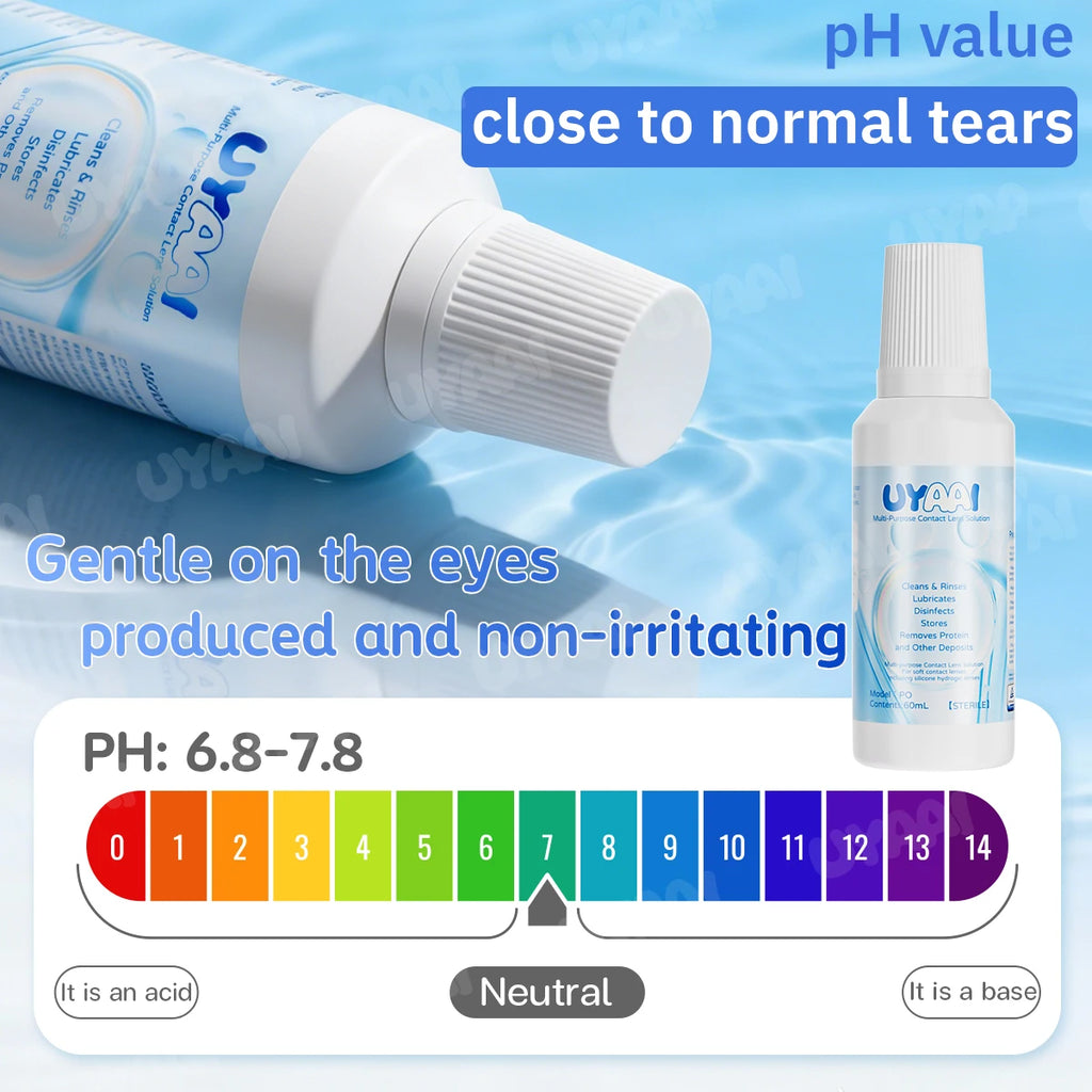 Solution d’Entretien pour Lentilles de Contact UYAAI 60ml | Nettoyante & Hydratante | Certifiée CE – CLEVI Paris