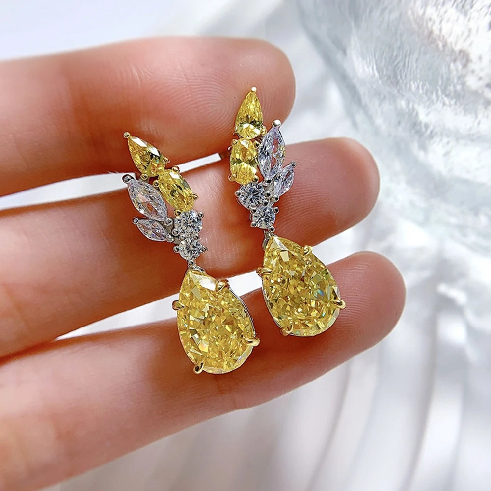 Boucles d’Oreilles Pendantes Citrine Radiant 8x12mm Argent 925 – CLEVI Paris