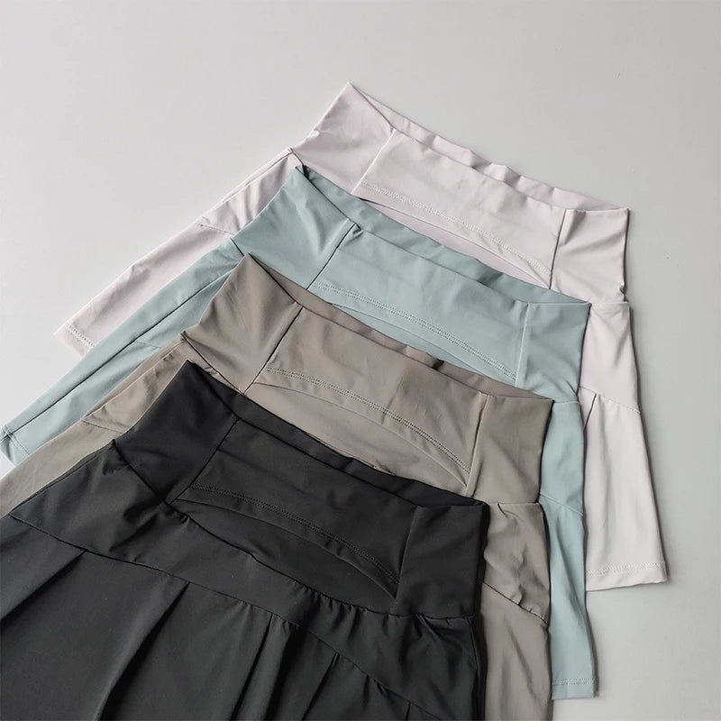 Jupe Sport Femme Taille Haute Short Intégré Élasthanne Nylon | Tennis Golf Yoga Running, Tailles S à XL – CLEVI Paris
