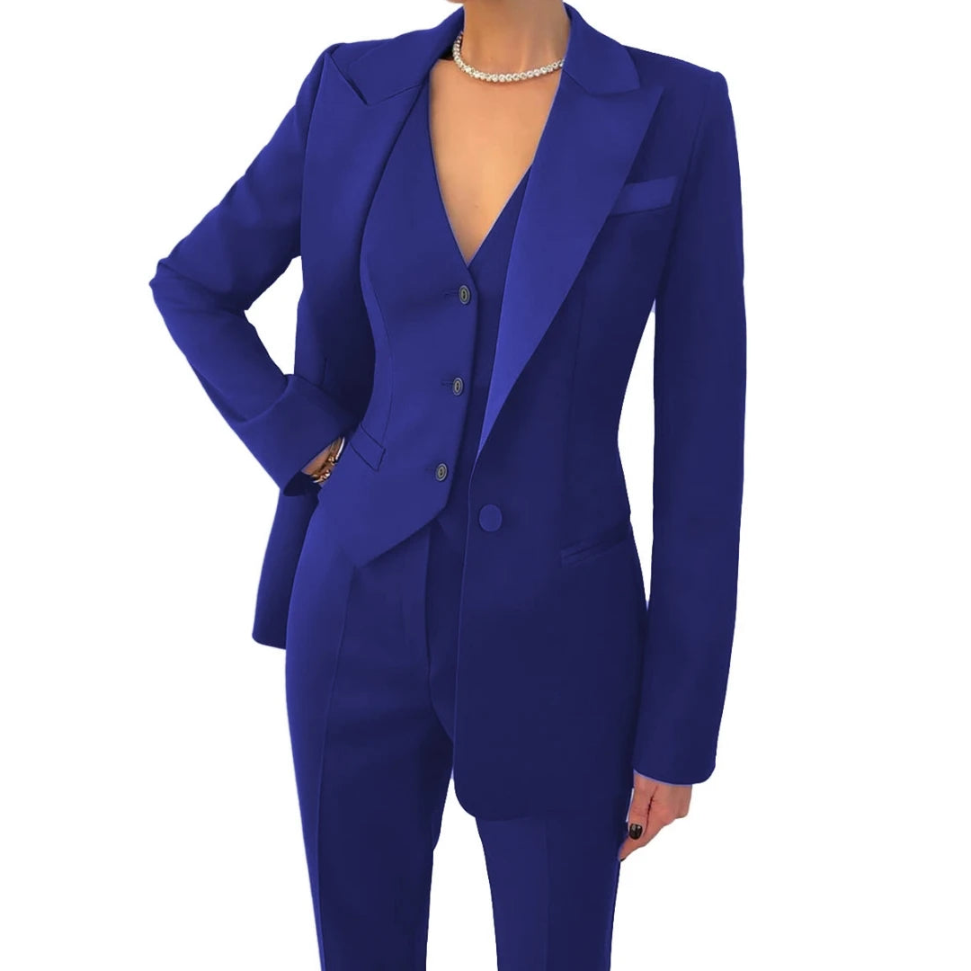 Costume 3 Pièces Femme Veste Gilet Pantalon 17 Coloris Bureau Cérémonie – CLEVI Paris