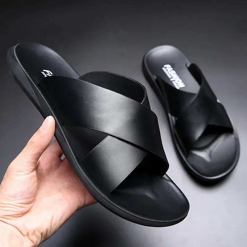 Sandales Homme Gladiateur Cuir Véritable Casual Plage – CLEVI Paris