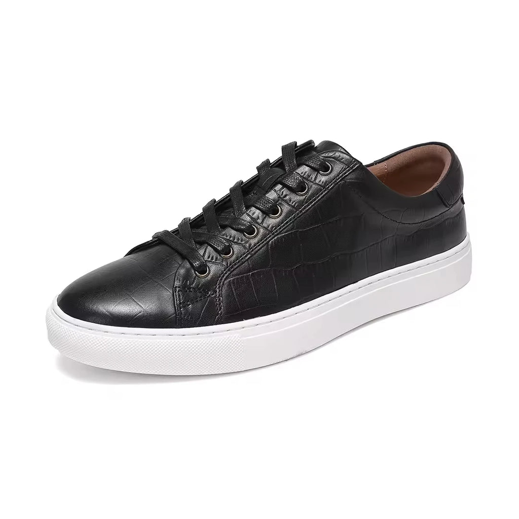 Sneakers Cuir Véritable Homme Style Rétro Plateforme Épaisse – Marron & Noir, Tailles 38-44 – CLEVI Paris