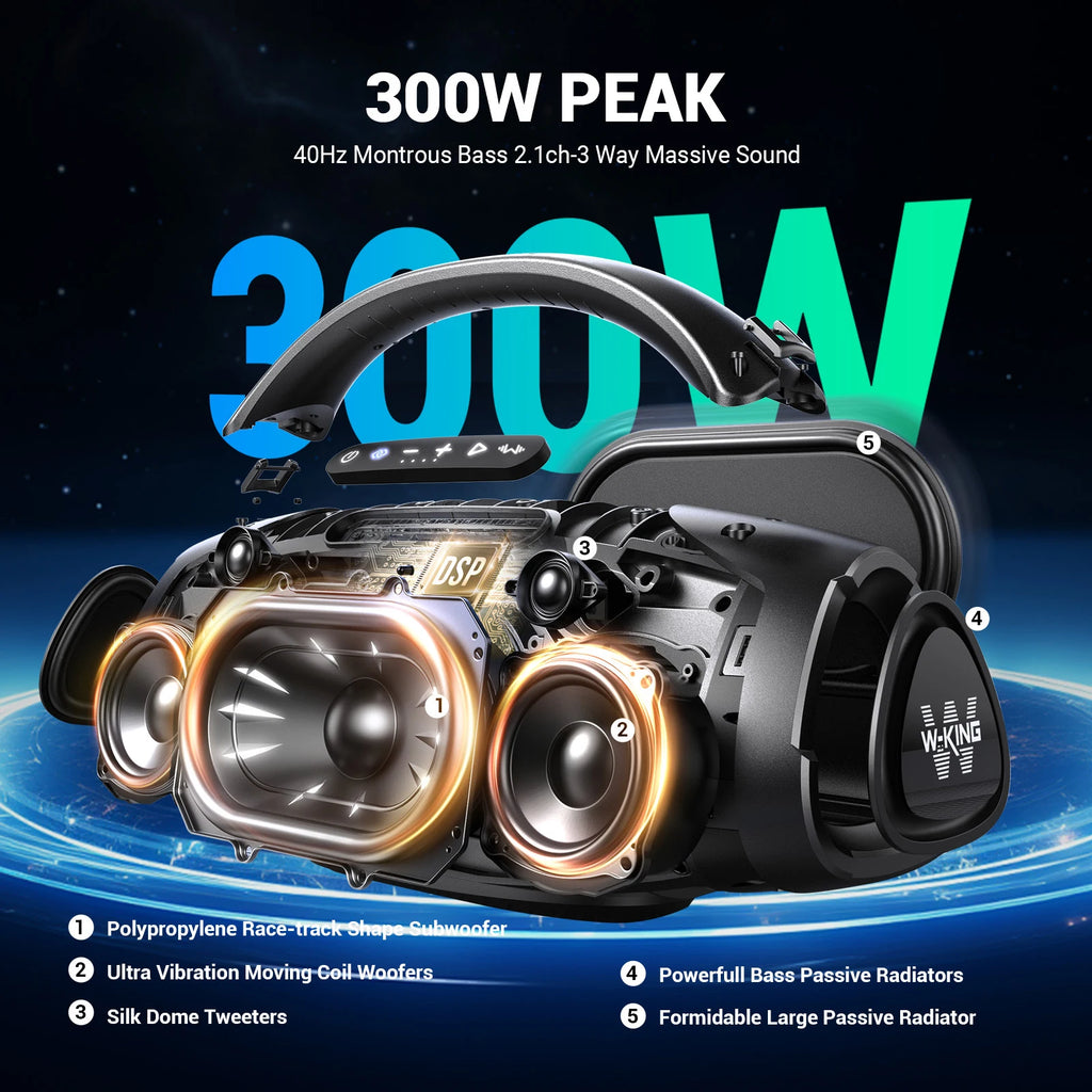 W-KING D20 Enceinte Bluetooth 200W RMS IP67 Karaoké 24h Boombox – CLEVI Paris