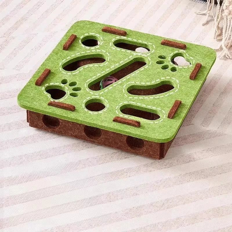 Jouet Puzzle Chat en Feutre | Boîte Interactive avec Balle, Grattoir, Maison de Jeu – CLEVI Paris