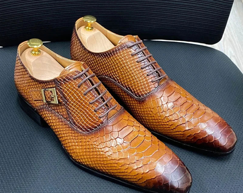 Oxford de Luxe Homme Cuir Véritable Bout Pointu Boucle | Noir & Marron – CLEVI Paris
