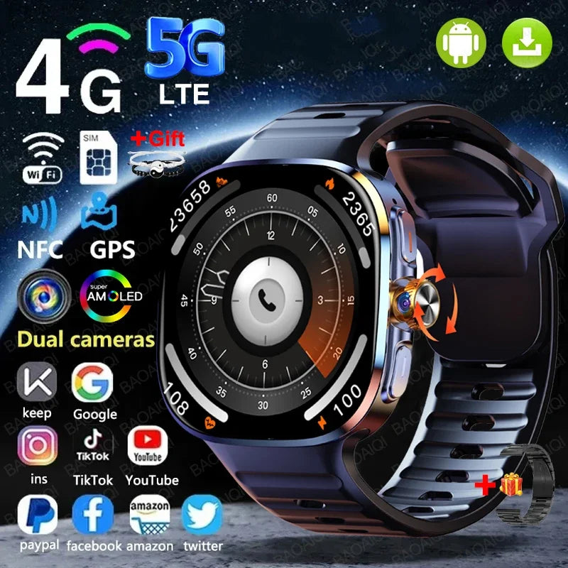 Montre Connectée 4G/5G AMOLED 2,4" Appel Vidéo GPS Google Play – CLEVI Paris