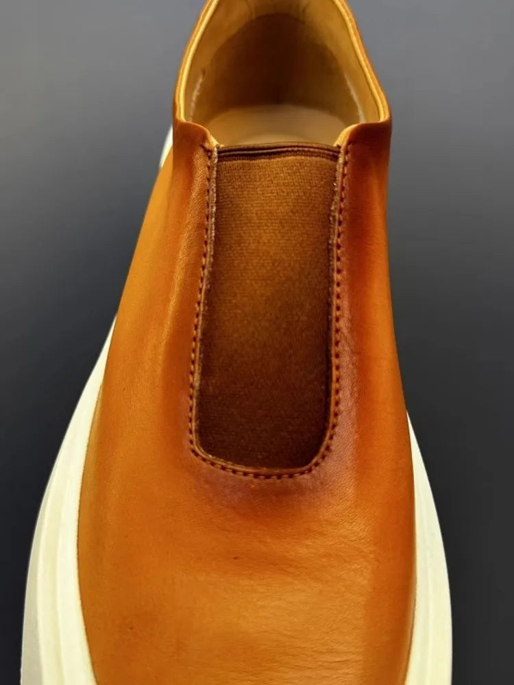 Mocassins Cuir Véritable Vintage Plateforme Homme – CLEVI Paris