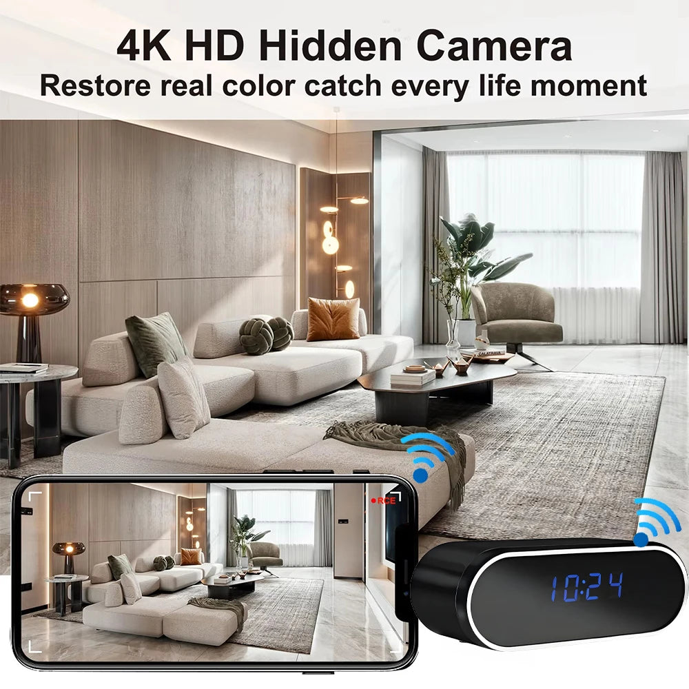 Mini Caméra WiFi 4K HD – Vision Nocturne 9 IR, Détection de Mouvement & Surveillance à Distance – CLEVI Paris