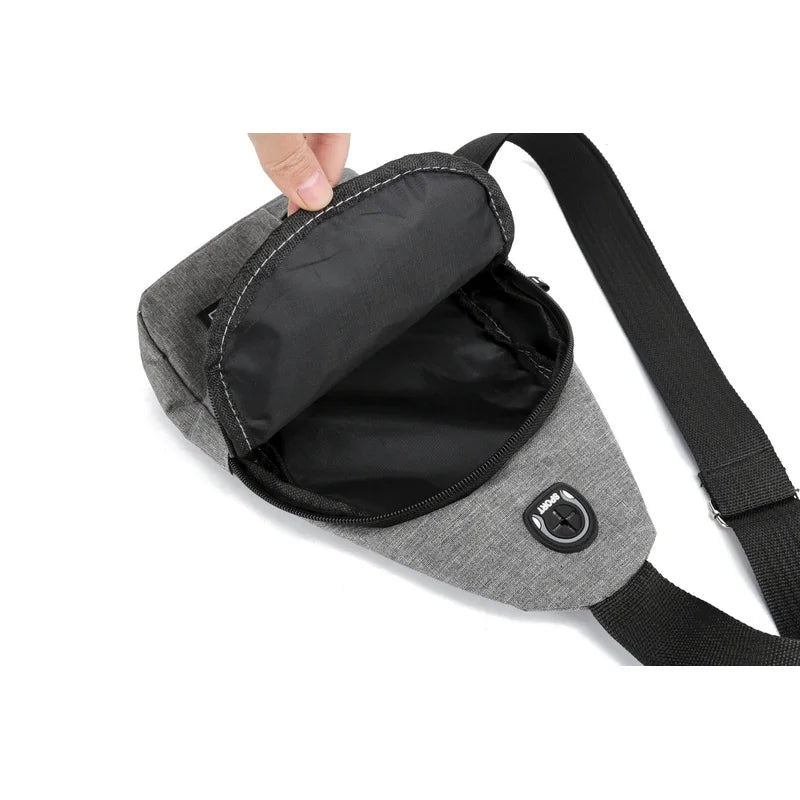 Sac Bandoulière Crossbody Homme — Chest Bag Tendance, Fermeture Éclair, Bleu Gris Noir | CLEVI Paris