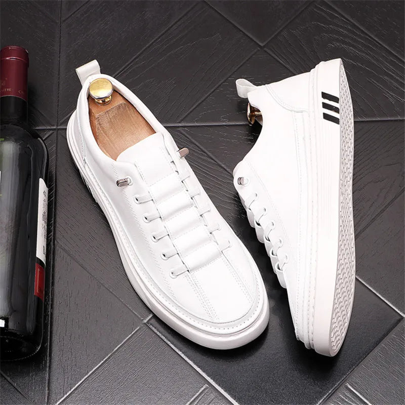Sneakers Plateforme Homme Daim Brodé – Loafers Casual Respirants