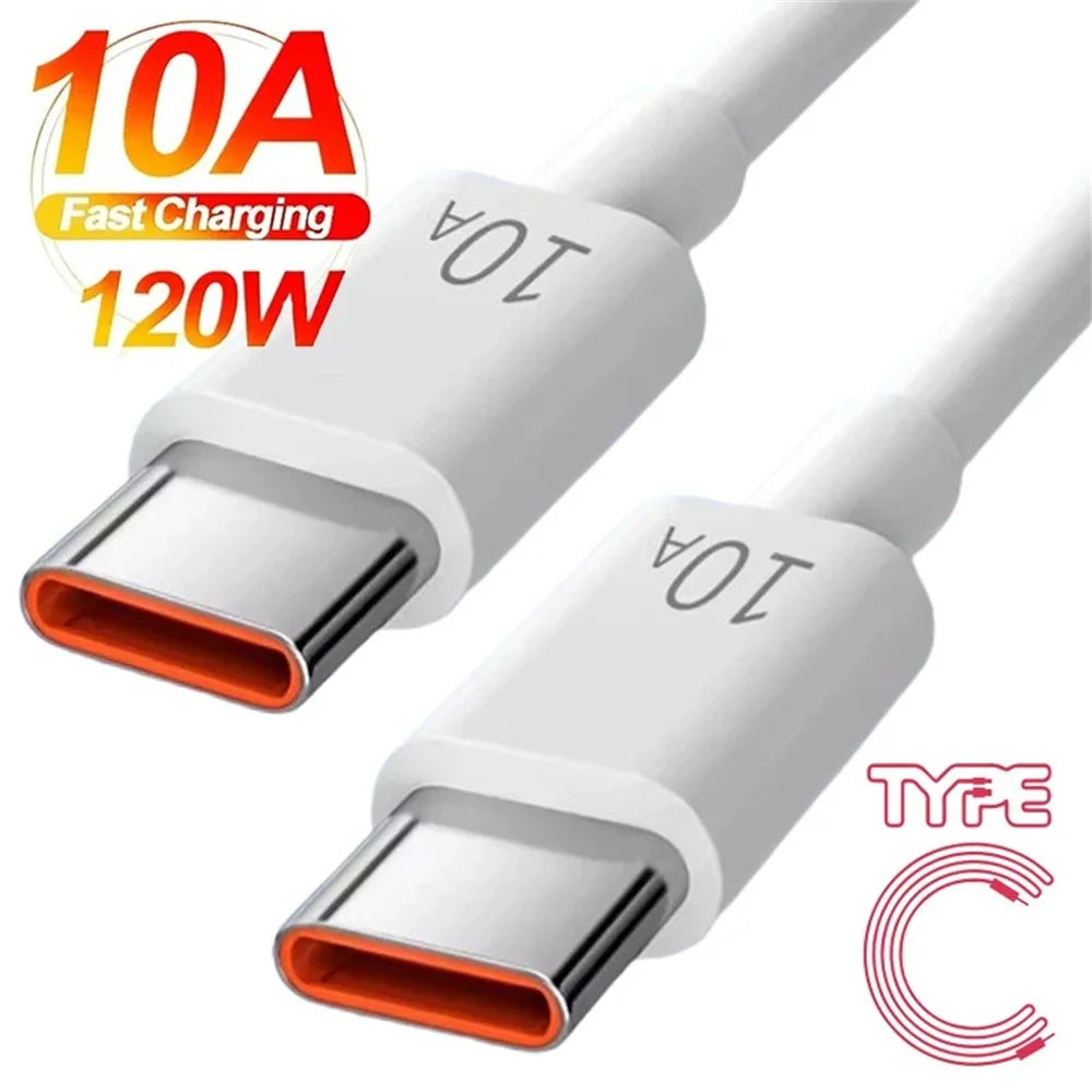 Câble USB-C vers USB-C 120W 10A Nylon Blanc 0,25m à 3m – CLEVI Paris