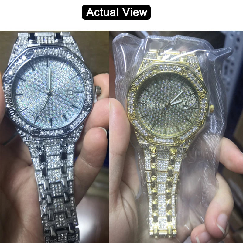 Montre Quartz Homme Iced Out Hip Hop Bling Diamond Plaqué Or 18K – CLEVI Paris