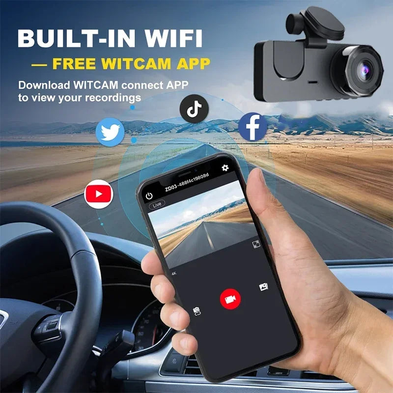 Dashcam 2/3 Canaux 1080p WiFi – Capteur Sony, Vision Nocturne Starlight, G-Sensor, Surveillance Parking – CLEVI Paris