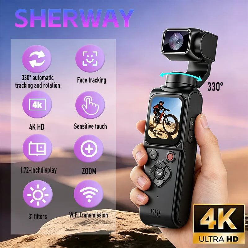 Action Cam 4K WiFi – Rotation 330°, Écran Tactile 1,72", Suivi de Visage, Vlog & Sport – CLEVI Paris