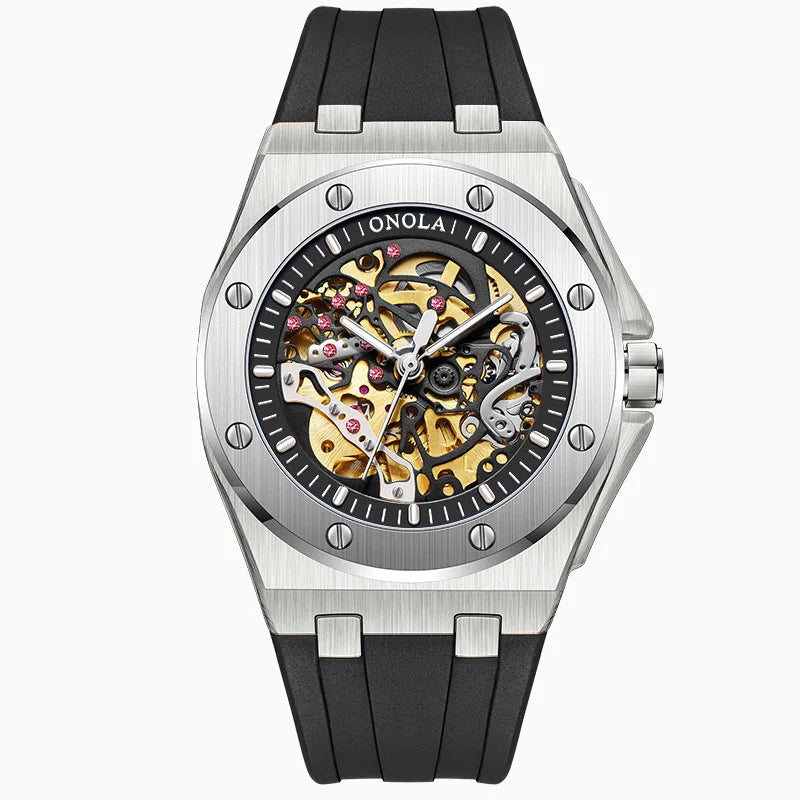 Montre Mécanique Automatique Homme Squelette Lumineux Bracelet Silicone – CLEVI Paris
