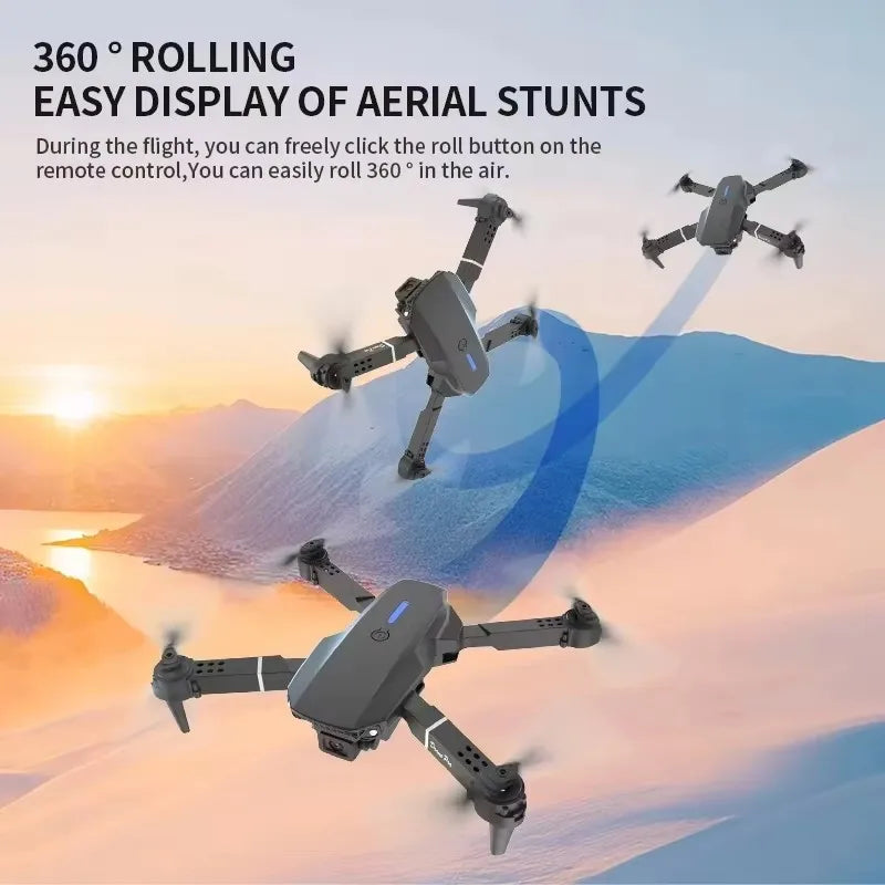Drone E88 Pro Double Caméra 4K/8K – GPS, Écran Intégré, Pliable, 27 min de Vol – CLEVI Paris