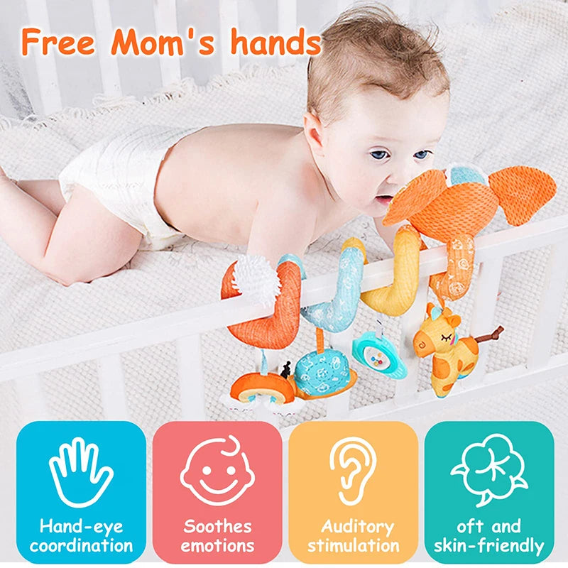 Jouet Sensoriel Bébé Spirale Peluche Animaux Musical Poussette Siège Auto QWZ – CLEVI Paris