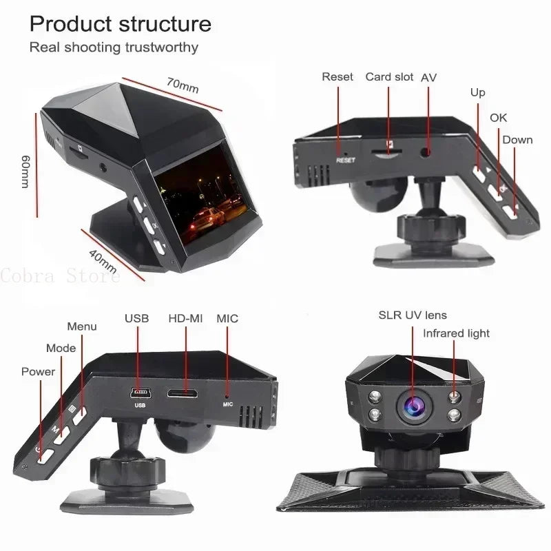 Dashcam 4K Full HD 1080P – Grand Angle 170°, Vision Nocturne, Enregistrement en Boucle – Carte 256Go Offerte