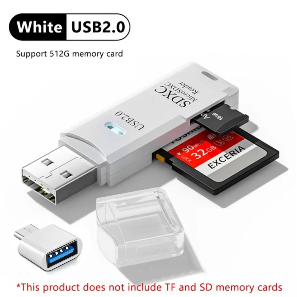 Lecteur de Cartes USB 2-en-1 – SD/TF, USB 2.0 & 3.0, Hub 4 Ports, PC & Laptop