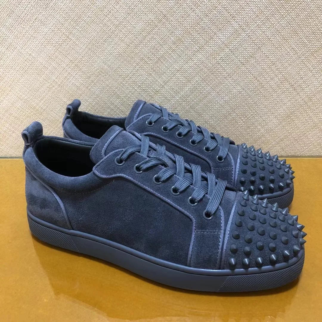 Sneakers Basses Luxe Cuir Véritable Bleu XIKUO Rivets | Casual Chic Quotidien | Homme & Femme | Pointures 35-48 – CLEVI Paris
