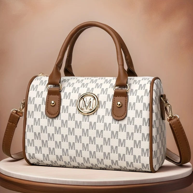 Mini Sac Cylindrique Logo Doré Femme Bandoulière 23x15cm – CLEVI Paris