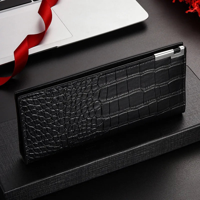 Portefeuille Long Homme PU Motif Crocodile Ultra-Plat Business Luxe 2 Coloris – CLEVI Paris