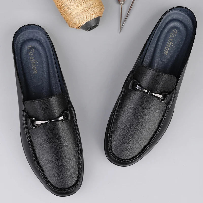 Mules Homme Cuir Véritable Slip-On Respirantes | Noir, Jaune, Blanc – CLEVI Paris