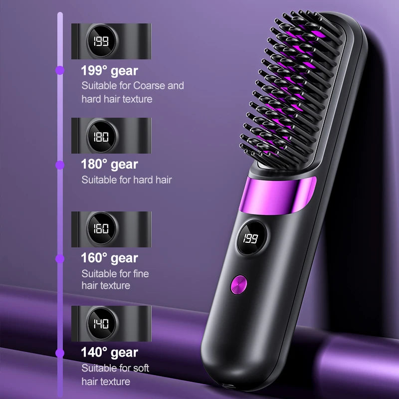 Brosse Lissante Sans Fil Rechargeable USB-C LCD 140-199°C — CLEVI Paris
