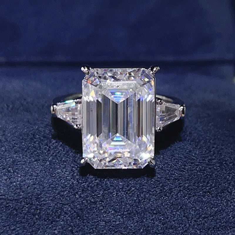 Bague Moissanite 5CT 10CT FEOBUR – Argent 925 Taille Emerald & Radiant