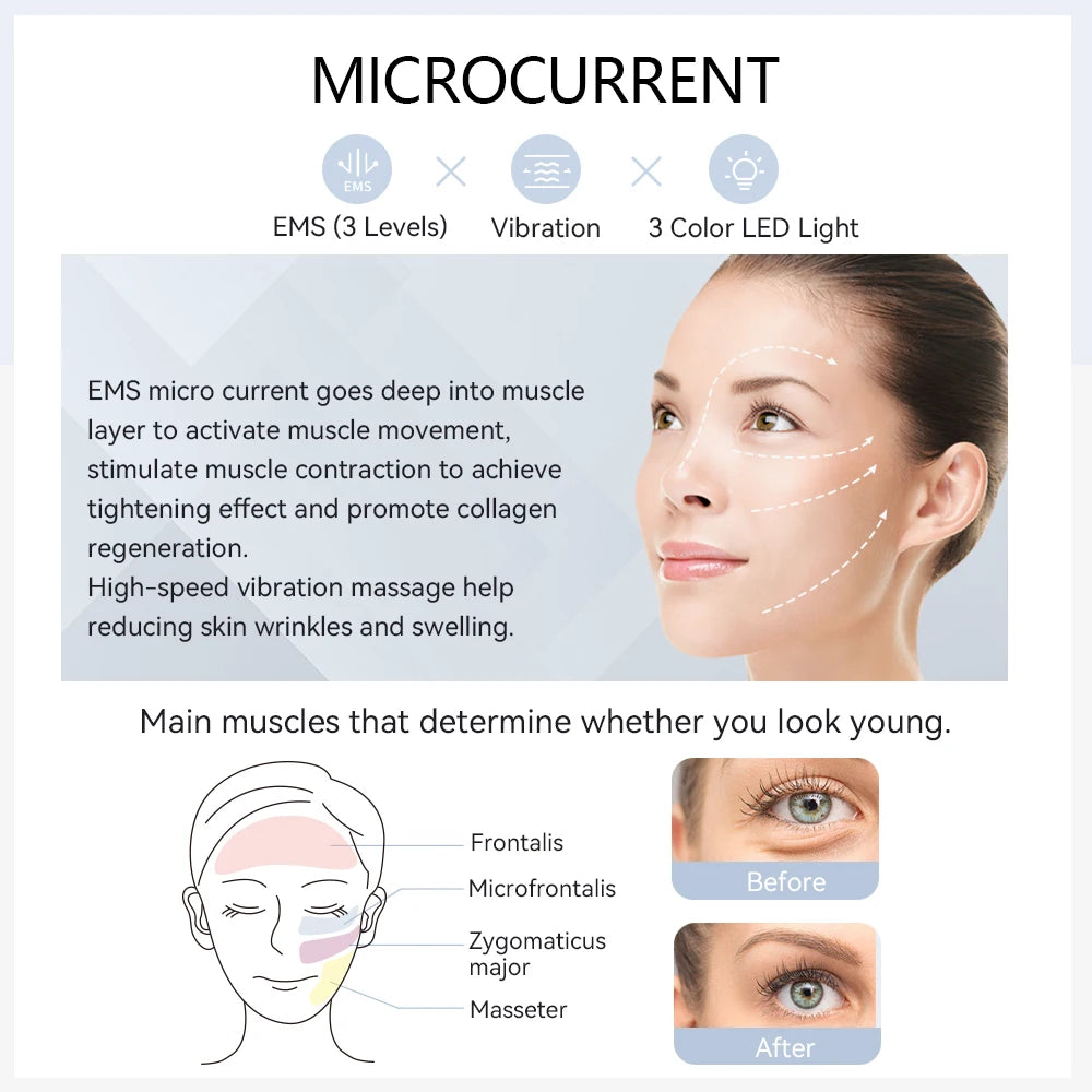 Masseur Facial ANLAN Pro – Microcourant, Lifting, LED 3 Couleurs & Compresse Froide