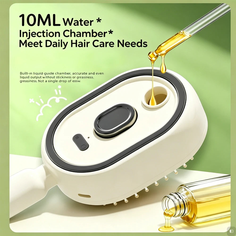 Brosse Massage Électrique 3-en-1 Spray Hydratant Cuir Chevelu Rechargeable – CLEVI Paris