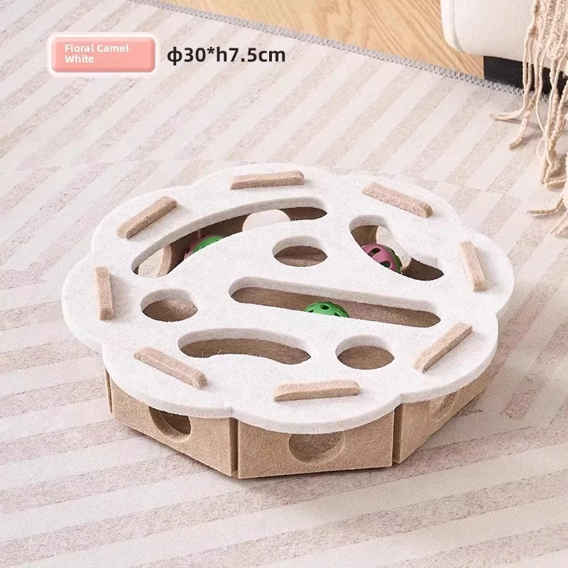 Jouet Puzzle Chat en Feutre | Boîte Interactive avec Balle, Grattoir, Maison de Jeu – CLEVI Paris