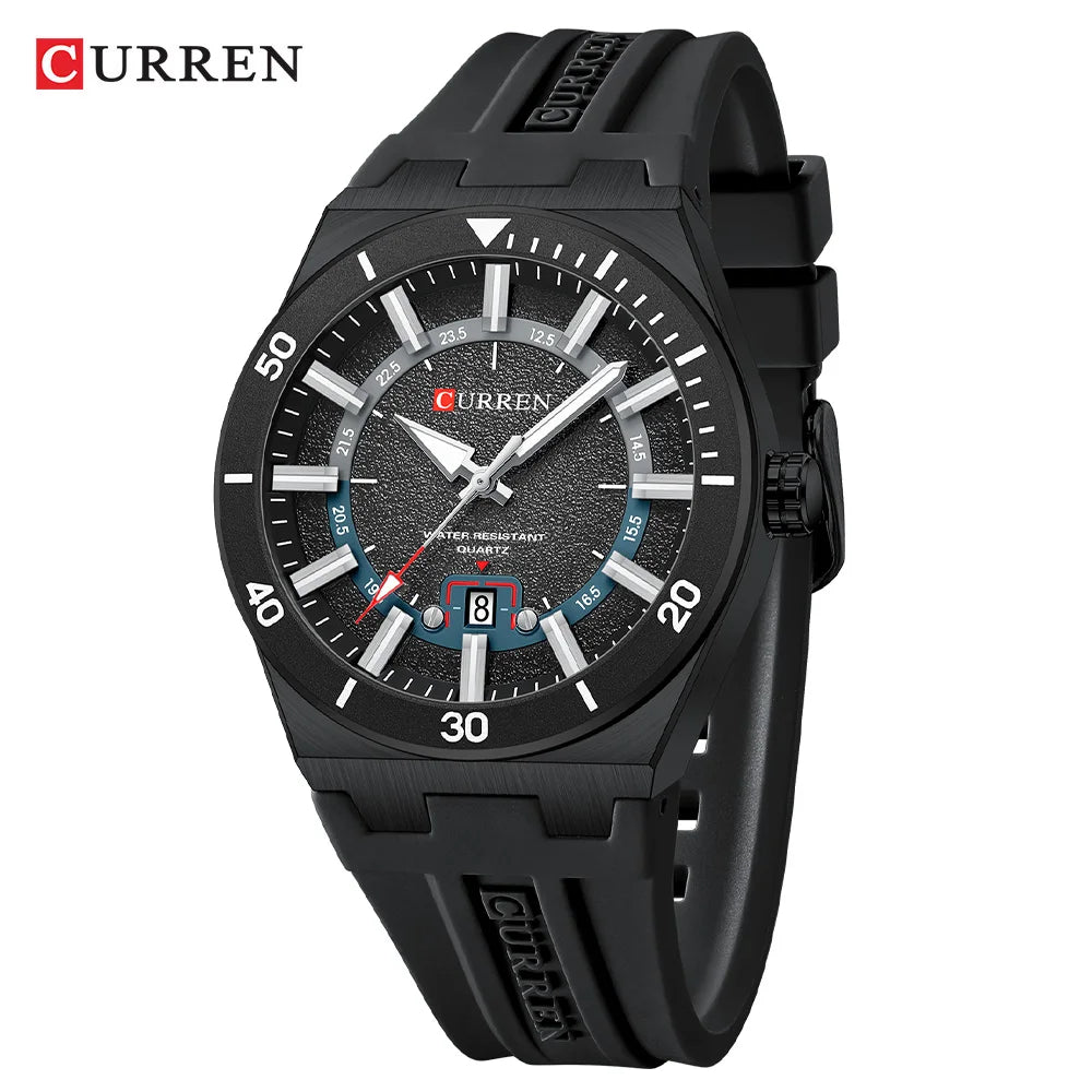 CURREN Montre Quartz Homme Cadran Texturé Silicone Sport Lumineux Date Auto 43mm – CLEVI Paris