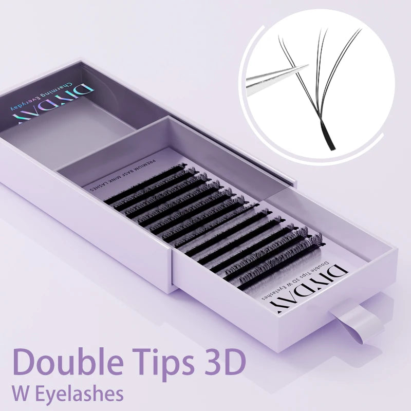 Extensions de Cils en W | 3D 4D 5D 6D, Cheveux Synthétiques, Courbures C & D, 8–15 mm – CLEVI Paris