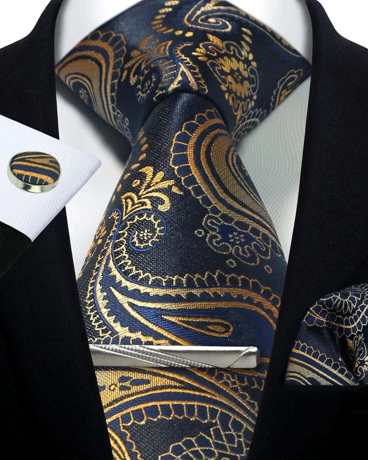 Ensemble cravate homme 4 pièces paisley – CLEVI Paris