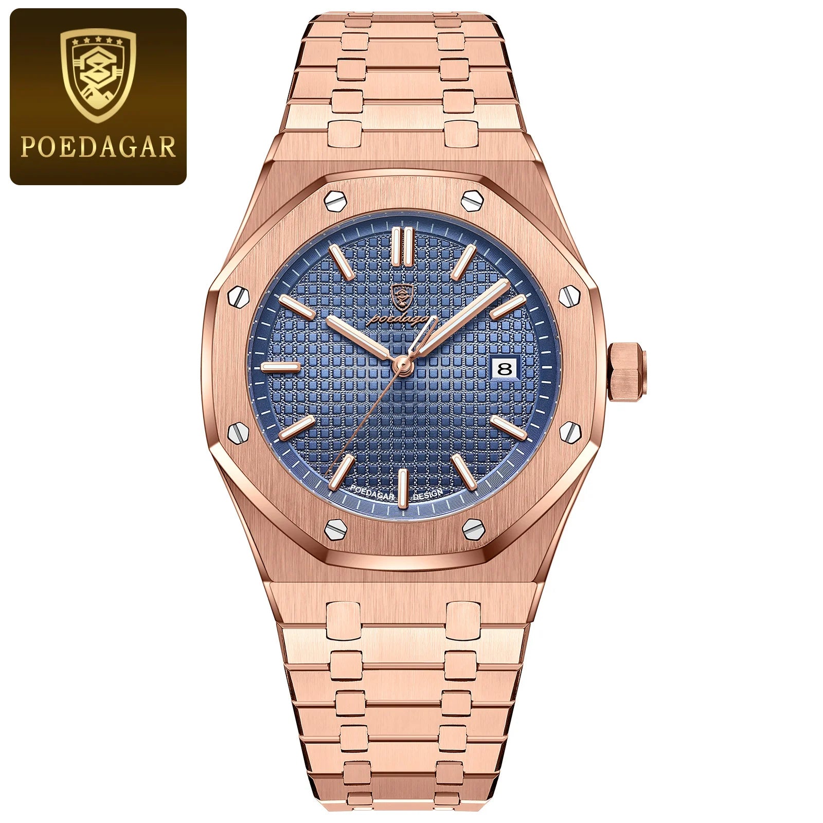 Montre POEDAGAR 924 – Quartz Business Luxe, Date, Aiguilles Lumineuses, Acier Inoxydable 40 mm, Étanche 3 ATM – CLEVI Paris